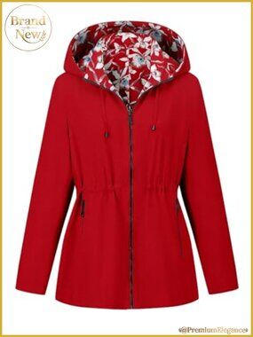 Women's Plus Size Reversible Hooded Lightweight Windbreaker Jacket